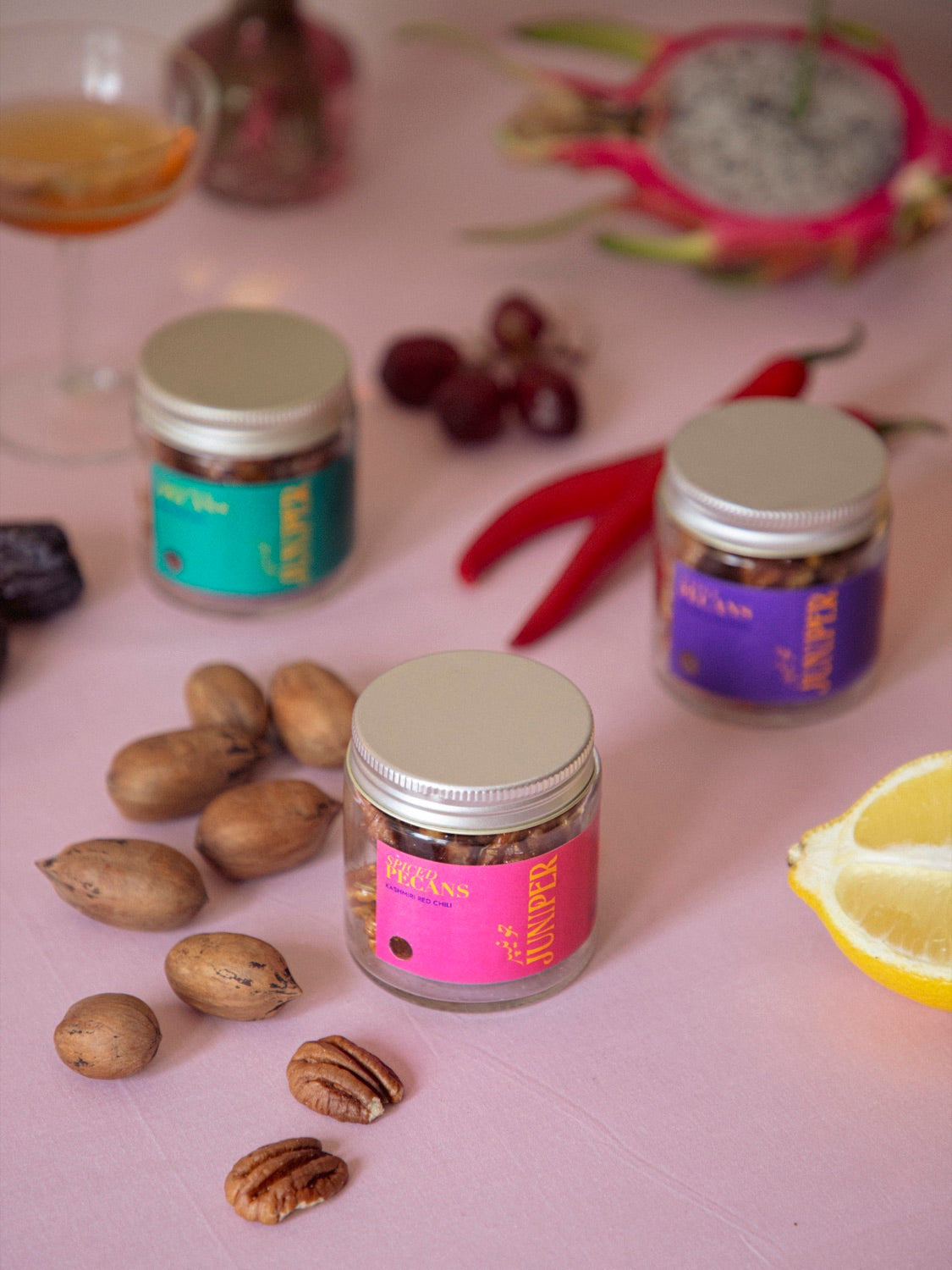 All three Juniper pecan jars together